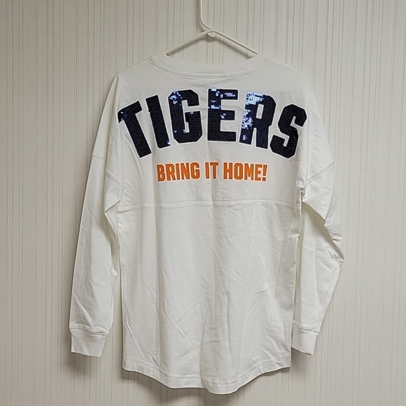 PINK Victoria's Secret Tops - Victoria's Secret Pink Detroit Tigers white sequin shirt women's  sz XS New